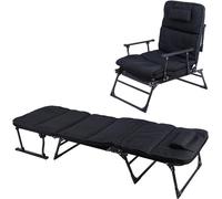 Transat de jardin 2 en 1 | Transat relax | Lit médical | Lit de repos | Lit d'appoint | Fauteuil relax | Fauteuil de repos avec coussin et oreiller, couleurs : noir