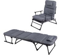 Transat de jardin 2 en 1 | Transat relax | Lit médical | Lit de repos | Lit d'appoint | Fauteuil relax | Fauteuil de repos avec coussin et oreiller, couleurs : gris foncé