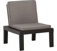 Transat de jardin, fauteuil lounge d'extérieur avec coussin, en plastique, couleur grise. Transat, chaise longue, idéal pour l'extérieur, pour jardin, terrasse, balcon, piscine