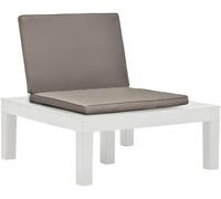 Transat de jardin, fauteuil lounge d'extérieur avec coussin, en plastique, de couleur blanche. Transat, chaise longue, idéal pour le jardin, la terrasse, le balcon, la piscine