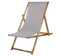 Transat De Jardin Pliant En Bois De Plage - Springos - Gris - Naturel - 1 Personne Multicolore