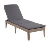 Transat de jardin réglable "Jaipur Sun Lounger" couleur cappuccino + coussin pour transat "Jaipur", couleur gris foncé, tissu S-500, dimensions 190 x 60 cm