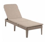 Transat de jardin réglable "Jaipur Sun Lounger" couleur cappuccino + coussin pour transat "Jaipur", couleur beige, tissu S-550 Melange, dimensions 190 x 60 cm