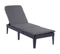 Transat de jardin réglable "Jaipur Sun Lounger" en graphite + coussin pour transat "Jaipur", couleur gris foncé, tissu S-500, dimensions 190 x 60 cm
