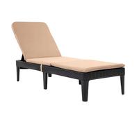 Transat de jardin réglable "Jaipur Sun Lounger" en graphite + coussin pour transat "Jaipur" de couleur beige, tissu S-550 mélange, dimensions 190 x 60 cm