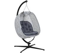 Transat de jardin simple, pliable et oscillant, pour 1 personne, avec cadre, coussin de siège, idéal pour la terrasse et le jardin, de couleur grise