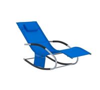 Transat de Jardin - SoBuy OGS28-KB - Appui-Tête Réglable, Pochette de Rangement et Repose-Pieds - Confort Ergonomique - Bleu Royal
