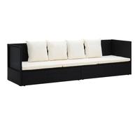 vidaXL Canapé-lit de jardin avec coussins Poly rotin noir