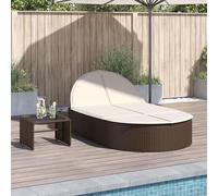 Transat double pour jardin avec dossier réglable, mobilier de jardin double avec housses de coussin amovibles, transat double robuste avec coussins en résine tressée pour deux personnes