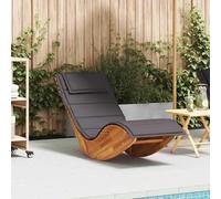 Transat en bois massif d'acacia, avec matelas intégré, idéal pour jardin, balcon, terrasse, camping, plage et piscine