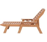 Transat en HDPE de la marque SucceBuy, supportant jusqu'à 181 kg, avec dossier réglable sur 6 positions, accoudoirs et porte-gobelets, idéal pour balcon, terrasse, piscine, patio et pelouse, de couleu