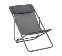 Transat Jardin Pliable - Chilienne Multi-positions Avec Têtière - Maxi Transat + - Batyline® Duo - Gris Obsidian - Lafuma Mobilier