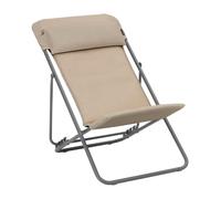 Transat Jardin Pliable - Chilienne Multi-positions Avec Têtière - Maxi Transat + - Becomfort® - Beige Moka - Lafuma Mobilier