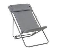 Transat Jardin Pliable - Chilienne Multi-positions Avec Têtière - Maxi Transat + - Becomfort® - Gris Silver - Lafuma Mobilier