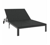 Transat/Lit-canapé d'extérieur - CLARENCE® - Bain de Soleil simple - 1-personne Noir 206 x 62.5 x 74cm polyrotin 93654