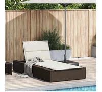Transat/Lit-canapé d'extérieur - CLARENCE® - Bain de Soleil simple - avec coussin flottant marron résine tressée 49144