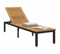 Transat/Lit-canapé d'extérieur - CLARENCE® - Bain de Soleil simple - Noir 200 x 55 x 35cm Bois d'Acacia Massif 78266