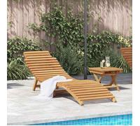 Transat/Lit-canapé d'extérieur - NANAS - Bain de Soleil simple - Marron 198 x 55 x 58,5cm Bois de teck massif 3224517503