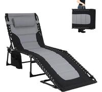 Transat pliable, 199 x 66 x 35 cm. Transat avec dossier réglable en 5 positions, grande transat de jardin pouvant supporter jusqu'à 150 kg, idéal pour la plage, la détente, le camping et une utilisati