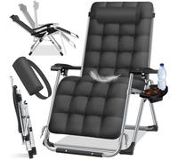 Transat pliable anthracite - KESSER - Surface de couchage extra large - Accoudoirs ergonomiques