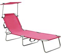 Transat pliable avec auvent, en acier, de couleur rose "Magento", pour l'extérieur. Idéal pour le jardin, la piscine ou la terrasse. Transat, chaise longue, fauteuil de jardin, mobilier de jardin, tra