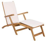 Transat pliable avec coussin, blanc, en bois massif teck (vidaXL)