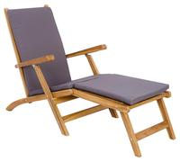 Transat pliable avec coussin, gris foncé, en bois massif teck