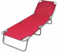 Transat pliable avec dossier réglable, idéal pour le jardin. Transat, chaise longue, fauteuil de jardin, transat de piscine, mobilier de jardin, transat pour extérieur, rouge
