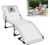 Transat pliable avec trou pour la tête - Transat de jardin et de plage réglable en 4 positions - Doté d'une poignée de transport pratique, idéal pour le camping, la terrasse et la plage. Transat de re