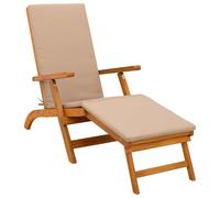 Transat Pliable en Bois d'Acacia Massif avec Dossier Réglable 5 Positions | Bois massif durable, dossier 5 niveaux, repose-pieds caché, pliage compact, usage jardin terrasse piscine, charge max 110 kg
