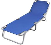 Transat pliable pour jardin, balcon ou plage. Transat de relaxation, idéal pour les espaces extérieurs. Dos réglable. Structure en acier avec revêtement époxy, couleur bleue