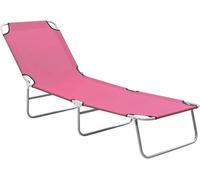 Transat pliable pour jardin, balcon ou plage. Transat de relaxation, réglable, en acier et tissu, de couleur rose
