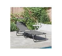 vidaXL Chaise longue pliante Gris 190 x 57 x 81 cm Oxford