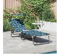 vidaXL Chaise longue pliante Oxford multicolore 190x57x81 motif feuilles accoudoirs réglables