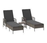 Transat Polyratan 3 Pieces Gris Acier Enduit Poudre Dossier Reglable | Housse amovible, montage facile, usage exterieur, design flexible, positions multiples, confort sur mesure