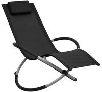 Transat pour enfants, en acier, de couleur noire. Transat de jardin, chaise longue pour l'extérieur, idéal pour le jardin, la terrasse, le balcon ou la piscine