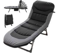 Transat résistant aux intempéries, avec matelas et dossier réglable en 6 positions. Transat de jardin pliable, confortable avec poche latérale. Transat de camping pliable, ultraléger, idéal pour le ja