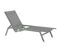 Transat Structure en Acier sur Roues Dossier Réglable Textile Gris Vernazza