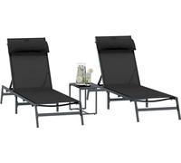 Transats 2-personne 3 pcs Noir et anthracite Acier