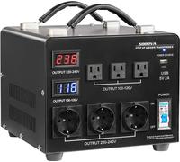 Transformateur convertisseur de tension automatique, 5000 VA, transformateur de puissance surpuissant à montée/descente de tension, 110 V à 220 V et 220 V à 110 V, avec 3 prises américaines, 3 prises