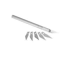 transotype cutter en aluminium, scalpel de haute qualité, y compris 5 lames de rechange et capuchon de protection du cutter, longueur env. 15 cm