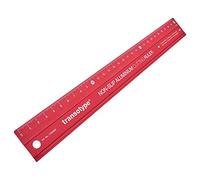 transotype Règle de coupe, longueur 30 cm, règle en aluminium anodisé rouge vif, antidérapante, robuste, avec bord coupant