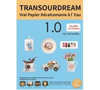 TransOurDream A4x10 feuilles Papier transfert Décalcomanie pour mug, bougie,verre, céramique,Impression Jet d'Encre,film transparent