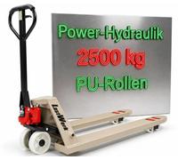 Transpalette LastWerk One 2500 kg, longueur de fourches 1150 mm, transpalette manuel, transpalette à fourches en acier avec éclairage et klaxon Transpalette LastWerk One 2500 kg, longueur de fourches 