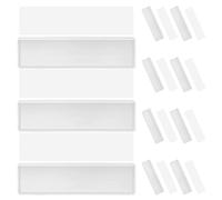 Transparent Ensemble Porte-étiquettes en PVC Adhésif 30 | Pochettes à Ouverture Supérieure, Cartes D’insertion Incluses, Usage sur Rayonnages et Boîtes