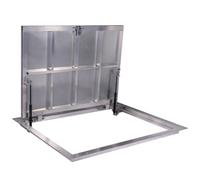 Trappe de sol 800 x 900 mm, avec Vérin à Gaz, Trappe de visite, Panneau d'accès, Trappe d’accès, Couvercle de regard pour cave et puits d'inspection, cadre en profilé d'aluminium 80 x 90 cm