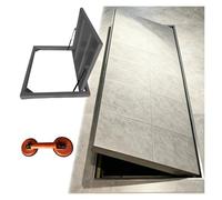 Trappe de Toiture Trappe D'accès Invisible Vide sanitaire Panneau d'accès, Sans joint Trappe dissimulée dans le plancher, Encastrée Cave à vin camouflée Porte d'entrée de cave(Black,LXW 46x24in)