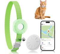 Traqueur de chat sans frais mensuels, traqueur GPS pour chats fonctionne avec Apple Find My App (iOS uniquement), collier GPS vert clair avec boucle élastique de sécurité