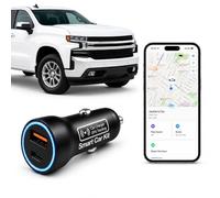 Traqueur GPS 2 en 1 pour véhicules et chargeur de voiture, localisateur de véhicule avec ports USB-A et USB-C, double port de charge rapide, fonctionne avec Apple Find My, appareil de suivi sans frais
