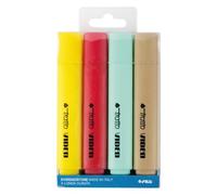 Tratto Vidéo Pastel MEDITERRANEO enveloppe 4 surligneurs - couleurs citron-cerise-menthe-coco